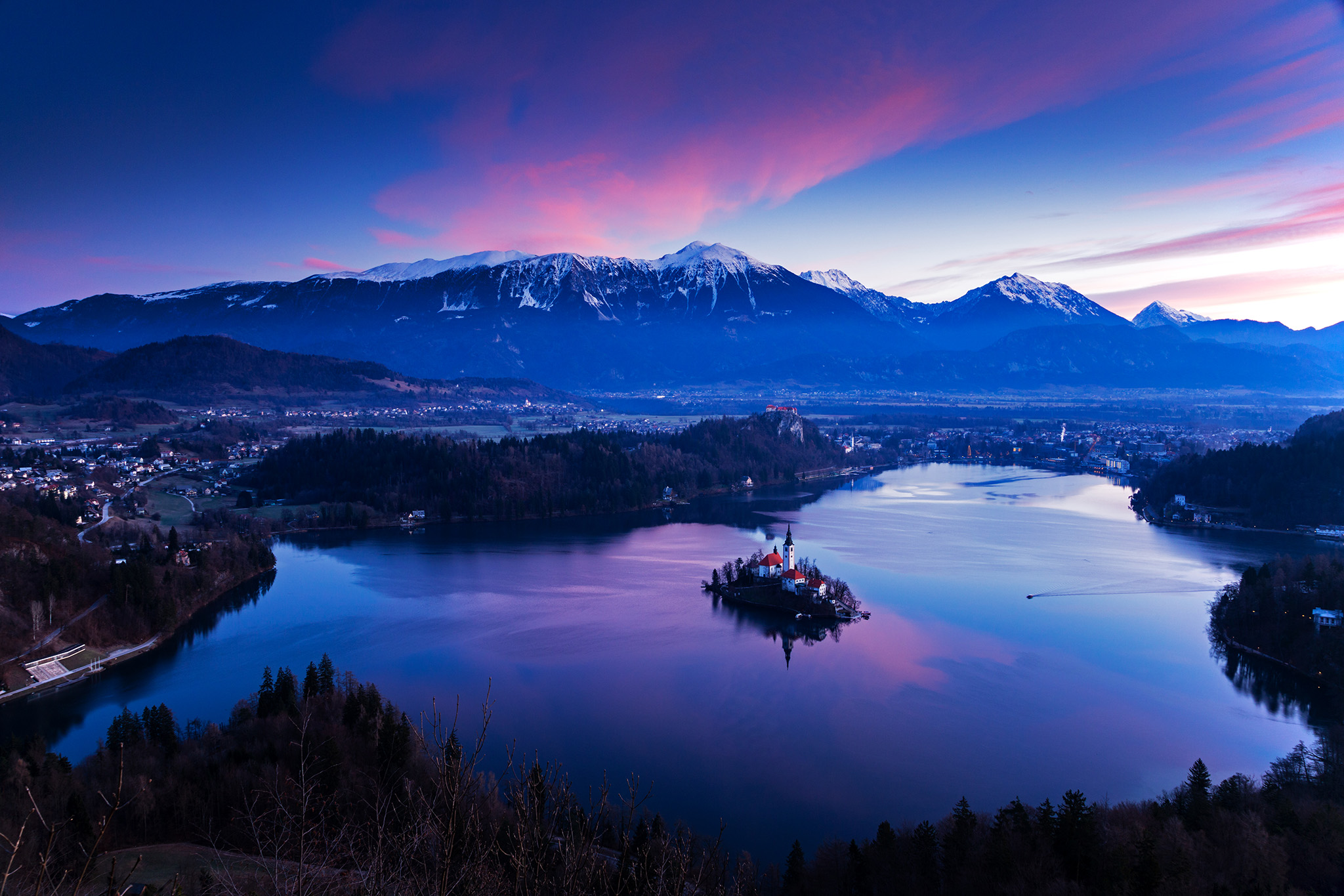 Lake Bled at sunrise from Mala Osojnica